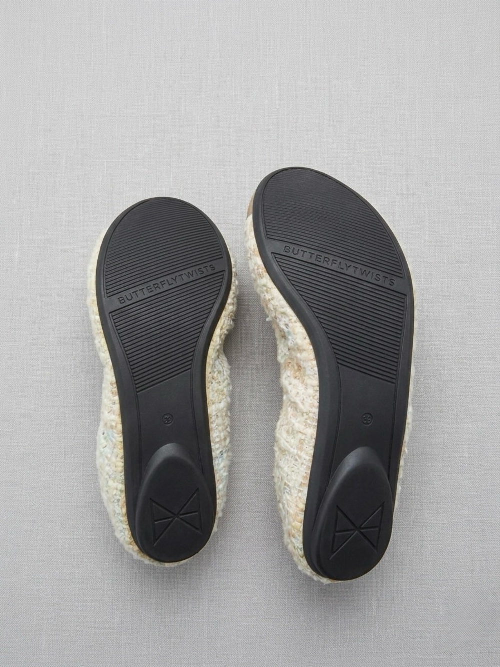 Butterfly Twists Tweed & Metallic Gold Toe Ballet Flats Size 38 - Picture 2 of 3